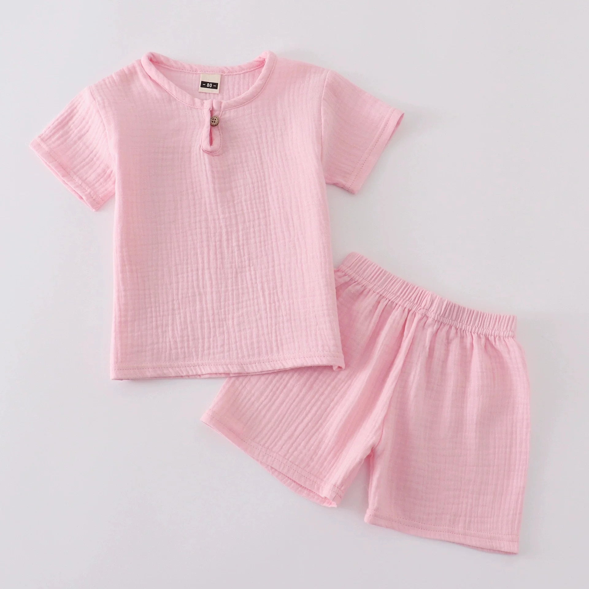 Set di 2 Pezzi per Neonati in Cotone, Abbigliamento per Bambine e Bambini, Magliette e Pantaloncini in Mussola, Design Morbido per Neonati