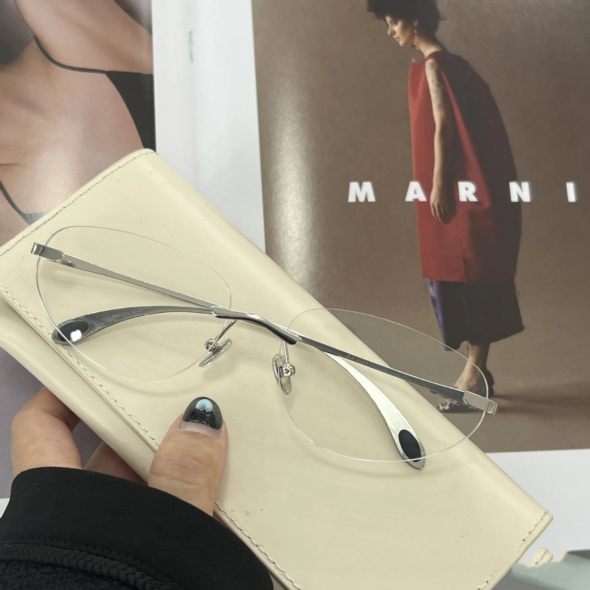 Occhiali da sole senza montatura Y2K da donna Occhiali da sole senza montatura di marca di lusso Futuro stili coreani Cat Eye Occhiali UV400 Occhiali alla moda