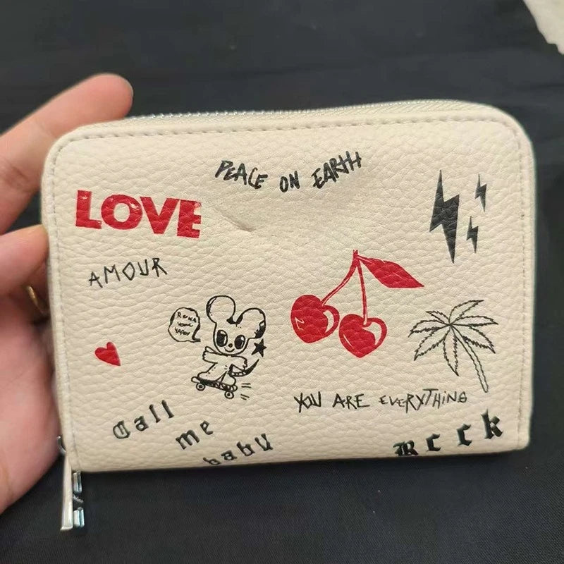 Nuovo Portafoglio da Donna ZV in PU con Catena Metallica, Porta Carte, Pochette in Denim, Portamonete, Portafoglio Piccolo