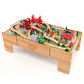 Tavolo da gioco per bambini dai 3 anni in su, tavolo attività in legno per bambini con contenitore, finitura in legno naturale, 100 pezzi multicolor inclusi