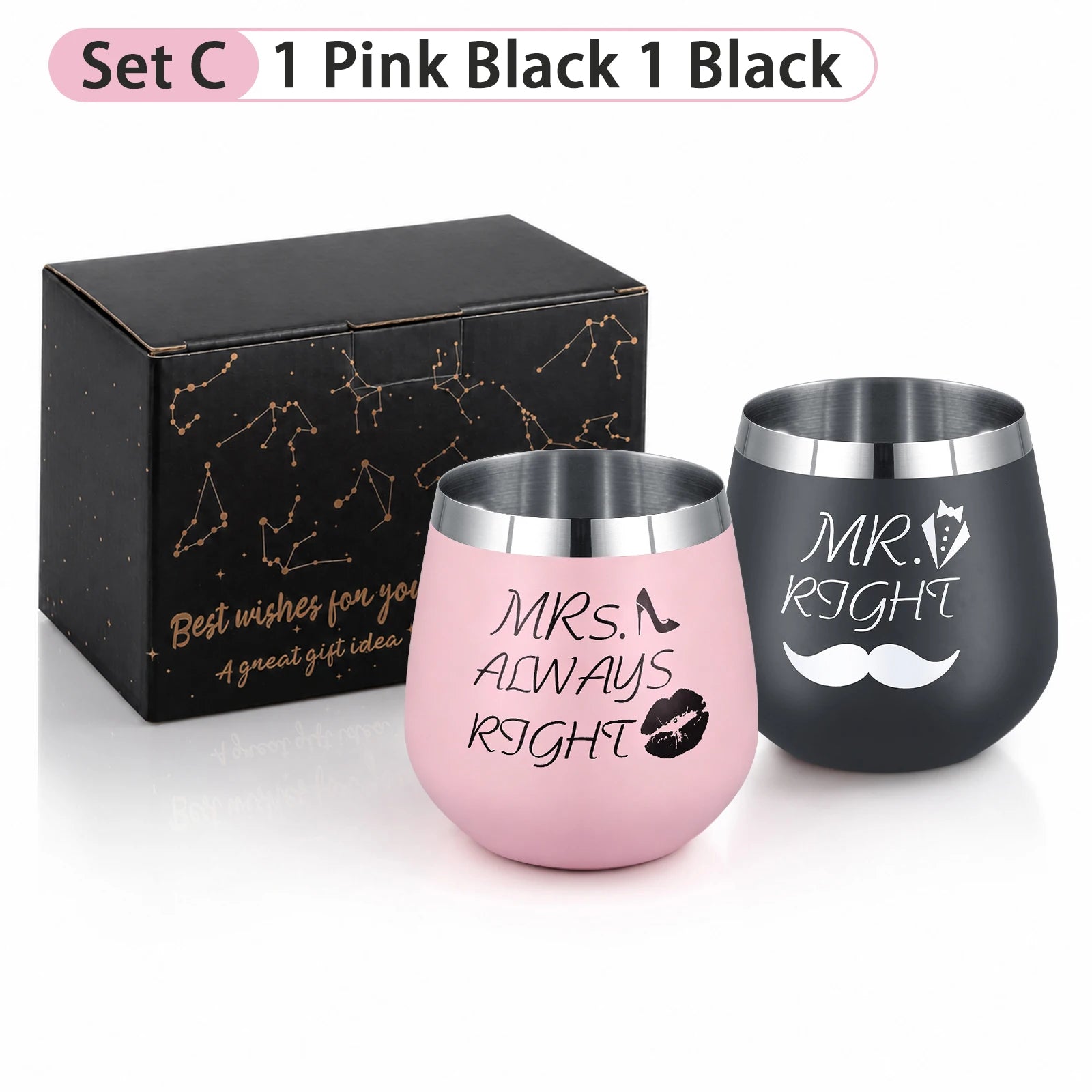 Bicchiere in Acciaio Inox a Doppio Strato con Confezione Regalo - Bicchiere per Cocktail, Martini, Mojito, Drink Misti, Bar, Feste, Birra, Vino