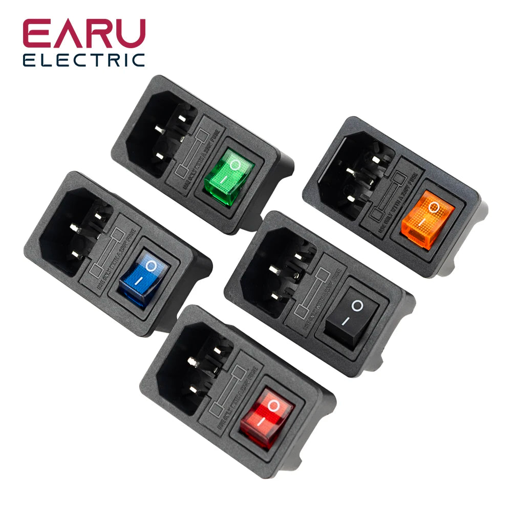 Con fusibile da 10 A! Interruttore a bilanciere rosso con fusibile IEC320 C14 Presa di alimentazione di ingresso Fusibile Interruttore Connettore Connettore Rosso Verde Blu Nero
