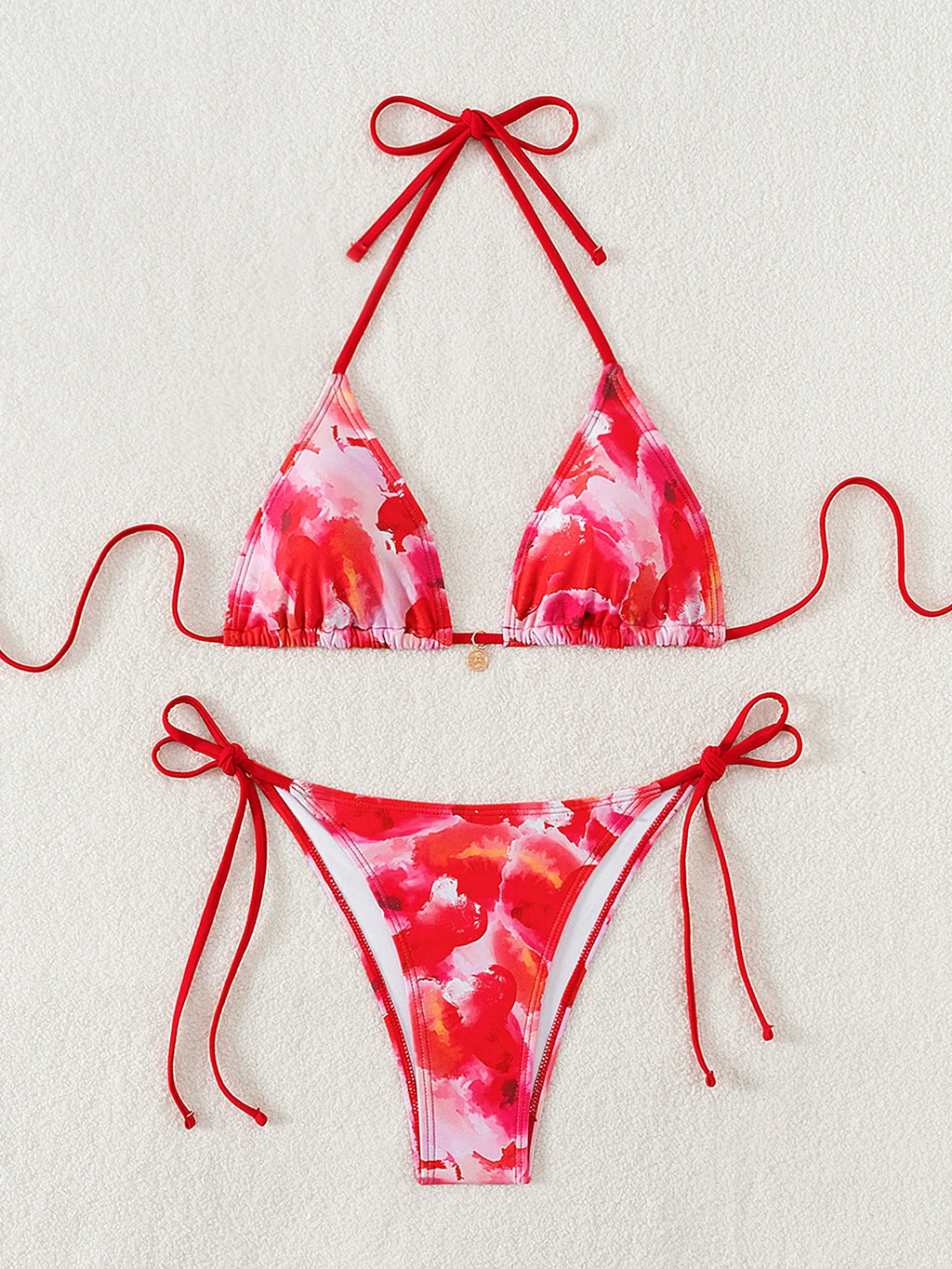 Nuovo Set Bikini Triangolo 2026 - Costume da Bagno Push-Up con Stampa Floreale e Slip Brasiliano