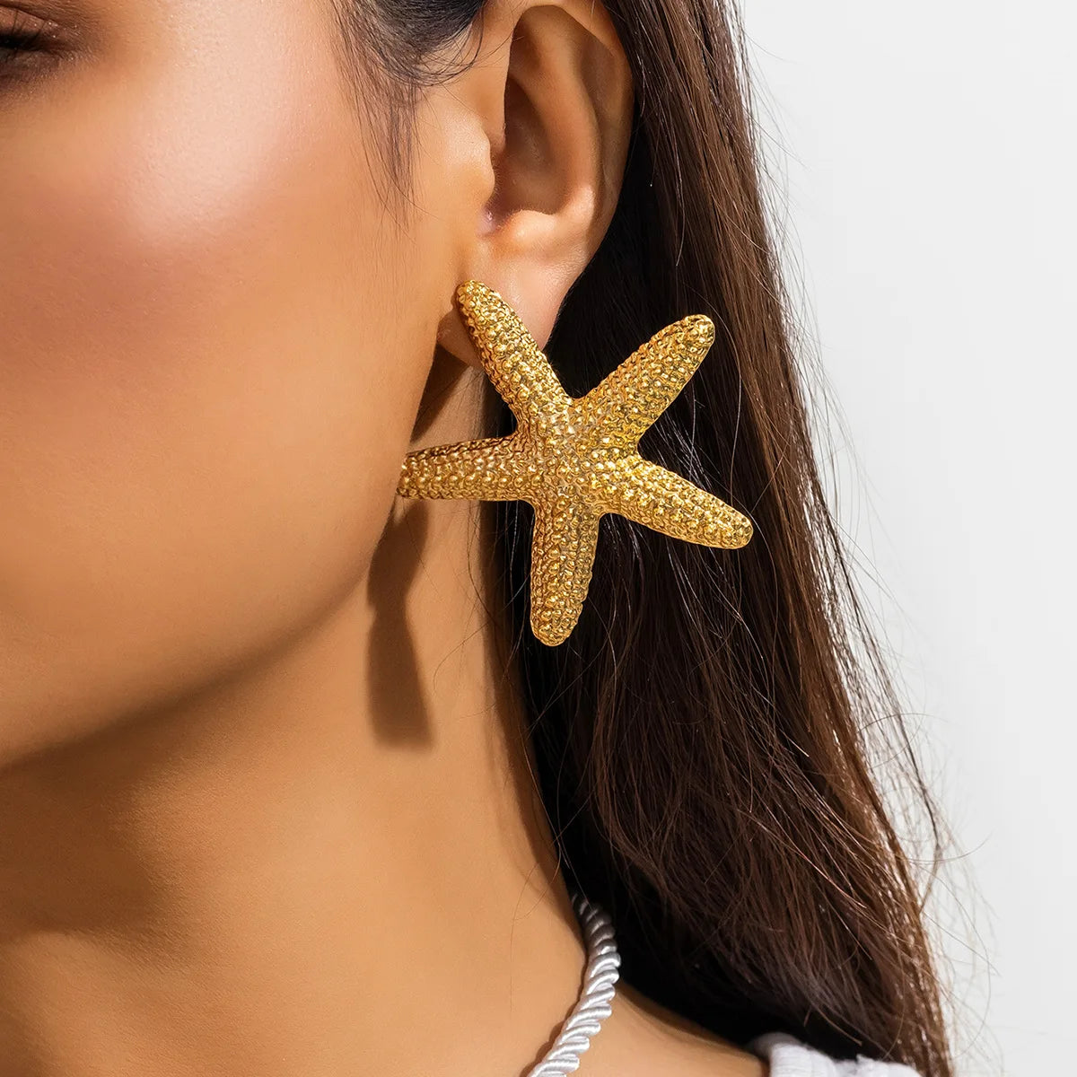 IngeSight.Z Collana con ciondolo grande stella marina esagerata per donna Collana girocollo con catena a corda spessa bianca punk Regalo di gioielli per feste
