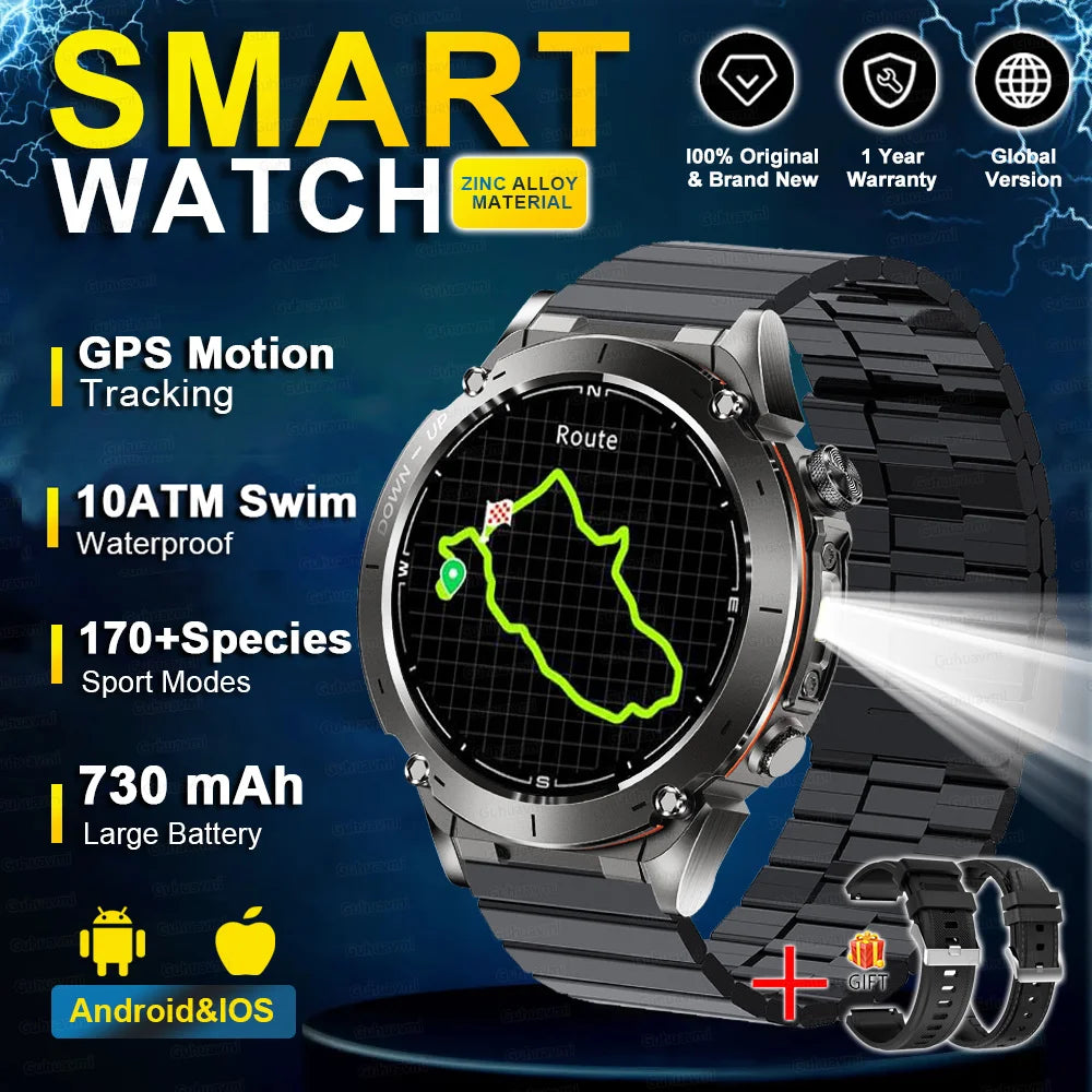 2025 Nuovo originale Stratos 4 GPS Smartwatch 1.43 "AMOLED HD Schermo Bussola Altimetro barometrico Torcia Chiamate vocali SmartWatch