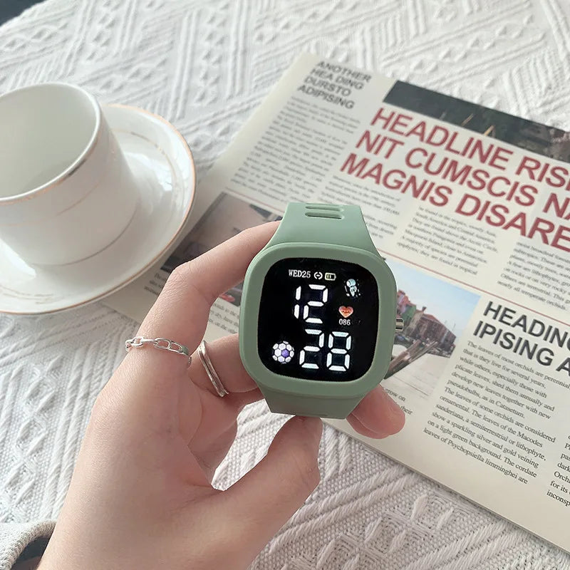 Orologio da donna da uomo Orologio sportivo digitale a LED per bambini Ragazzi Ragazze Orologio da polso elettronico da uomo in silicone impermeabile con quadrante grande quadrato