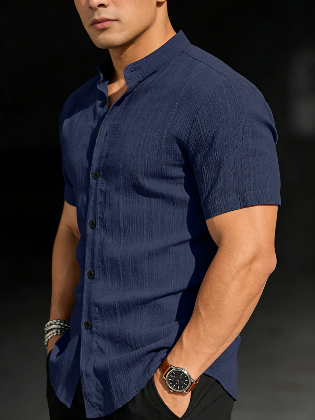 Camicia estiva da uomo di alta qualità a maniche corte - leggera e traspirante, adatta per vacanze al mare, feste in piscina