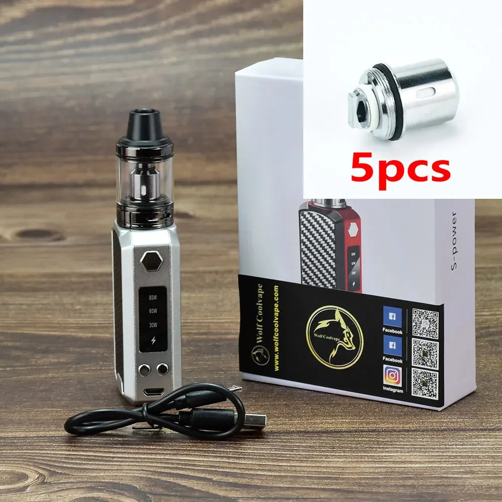 wolfcoolvape Kit scatola Vape Mod da 80 W con batteria da 2200 mAh Display a LED Vaporizzatore Kit iniziale per sigaretta elettronica Penna Vape per vapori