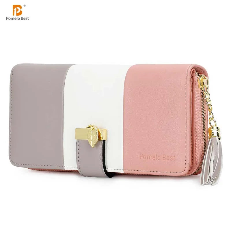 Pomelo Il miglior portafoglio da donna in tinta unita: cinturino da polso con pochette multi-carta in vera pelle con blocco RFID