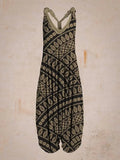 Tuta generale allentata bohémien a gamba larga Mandala etnico Stampa paisley vintage Pagliaccetti da donna Tutina harem senza schienale
