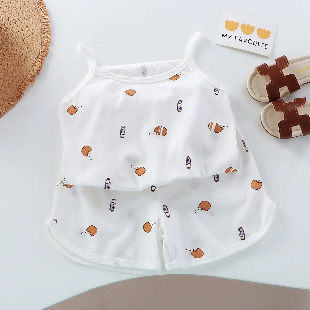 Completi in cotone con canotta e pantaloncini per neonata, set per il primo compleanno, abbigliamento estivo per neonata.