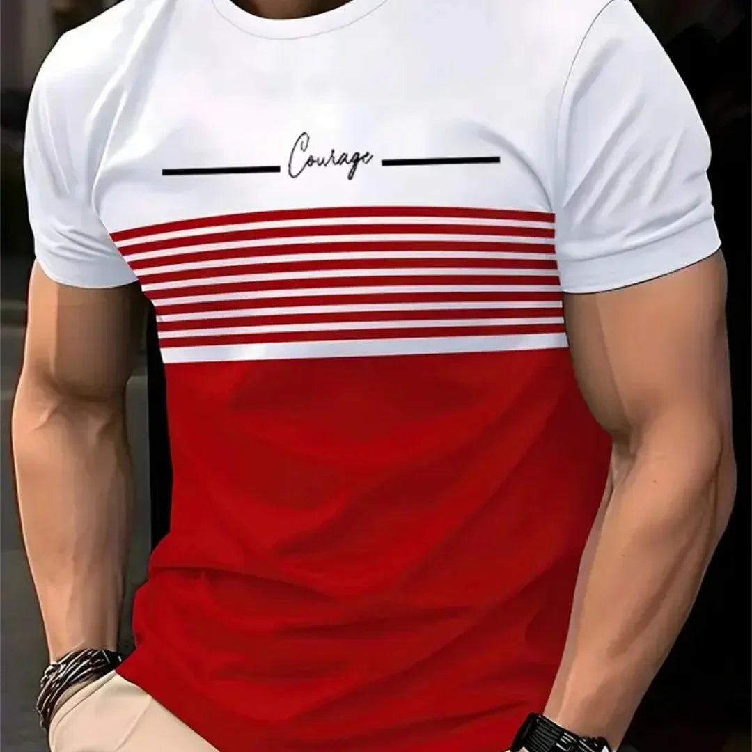 T-shirt oversize T-shirt da uomo Moda estiva Casual Girocollo Manica corta Top T-shirt da uomo stampata a righe