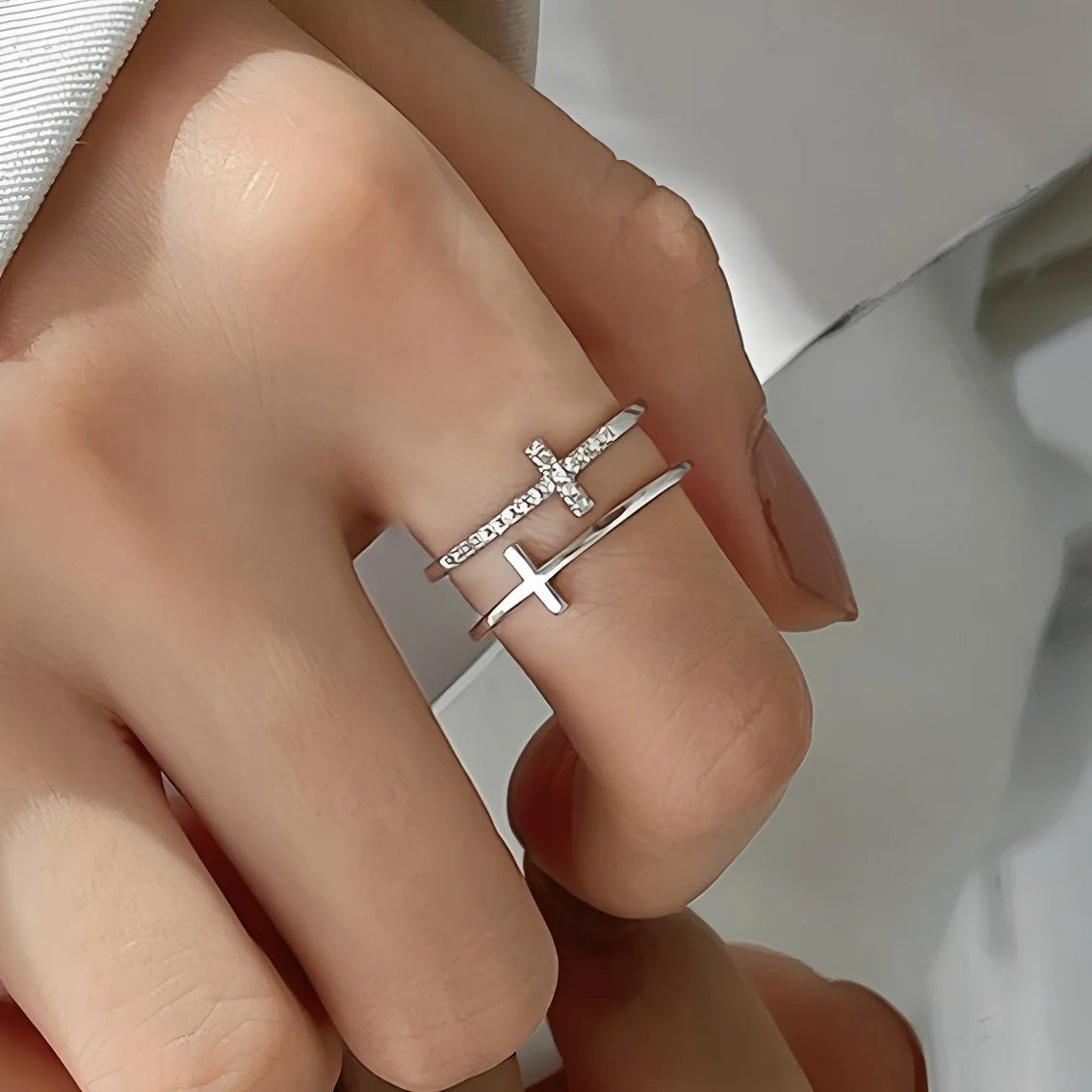 PANJBJ 925 anelli in pietra nera geometrica in argento sterling per le donne ragazza coreana semplice regolabile coppia gioielli Dropshipping