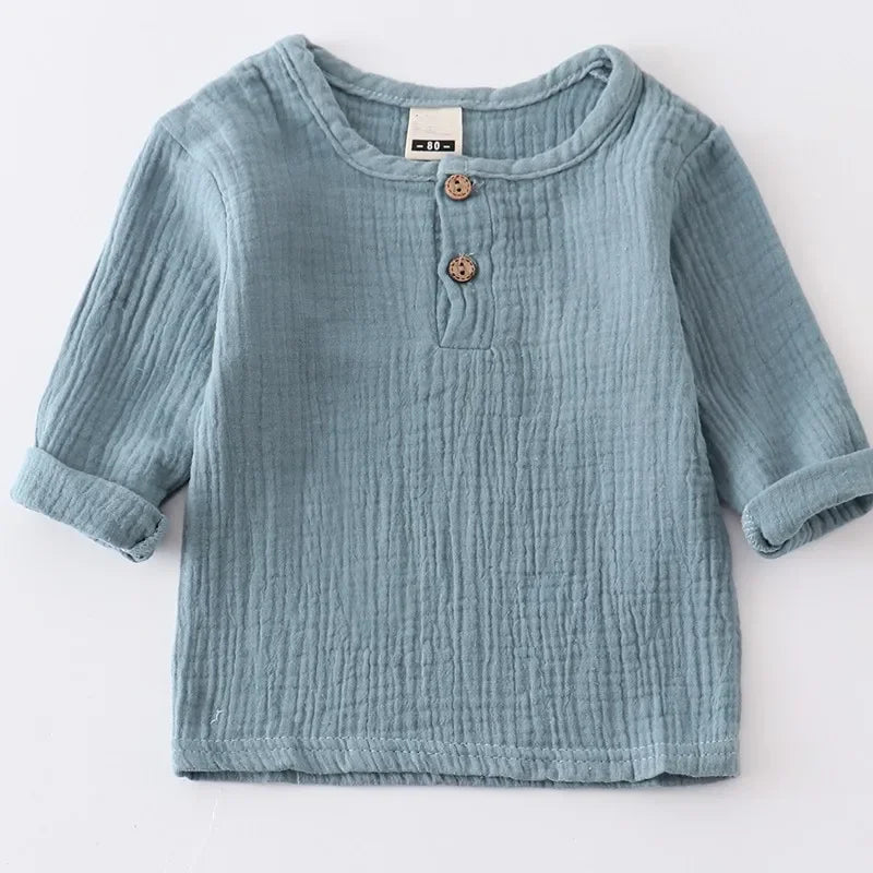 T-shitrs in cotone organico per neonati neonati Toddlers ragazzi top Casual primavera estate carino morbido mussola vestiti 0-6 anni maglietta morbida