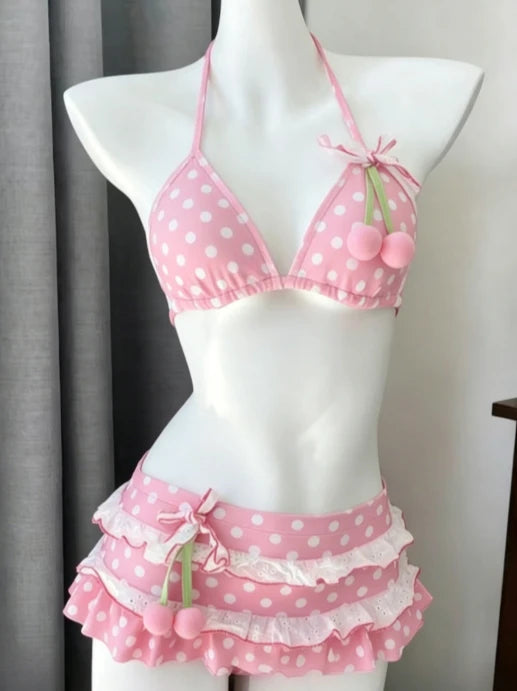 Set Bikini a 4 Pezzi con Vita Alta Fairy Sweet per Donne 2026 - Costume da Bagno Trendy Stampato Chic per Vacanze al Mare Festa Estiva alla Moda
