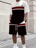 2025 Set di due pezzi con stampa sfumata minimalista alla moda dei nuovi uomini T-shirt girocollo e pantaloncini Streetwear e sport all'aria aperta