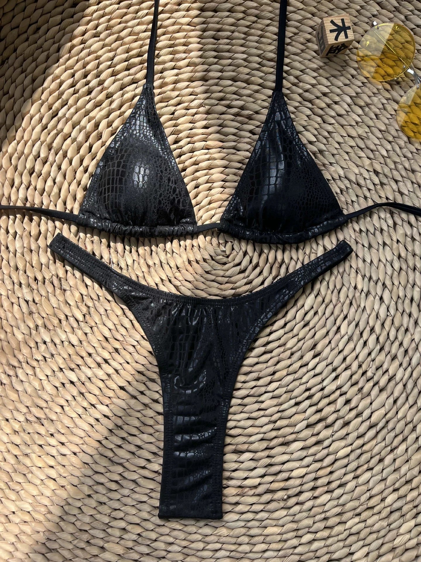 DEKA Luxury Diamond Back Perizoma Bikini Nero lucido Stampa pelle di serpente Bikini Set Costumi da bagno Donna Costume da bagno Beach Push Up Costume da bagno