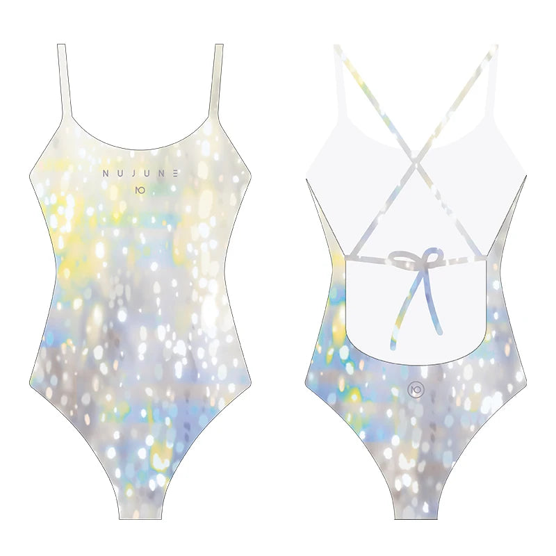 Nuovo Costume da Bagno Intero da Donna Nu-June, Asciugatura Rapida, Maniche Lunghe, Monokini con Schiena Scoperta, Push-Up, per Surf e Nuoto