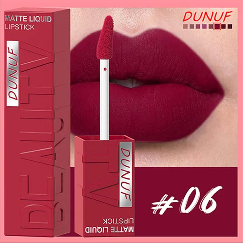 Matte Velvet Lip Gloss Long Lasting Silky Smooth Liquid Lipstick Not Easy To Fade Lipgloss Makeup Sexy Purple for Women Lip Tint