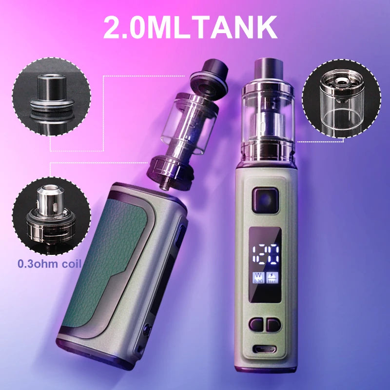 Kit sigaretta elettronica Vaporizzatore 120W Box Mod con serbatoio pod da 2,5 ml Atomizzatore Batteria incorporata 1800mAh Schermo OLED Fumo E5 Vape