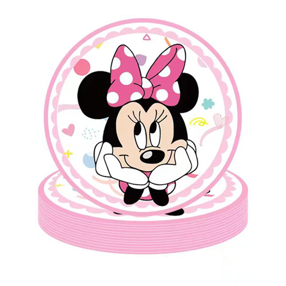 Set per Festa di Compleanno Minnie Mouse: Stoviglie, Bicchieri, Piatti, Tovaglioli, Tovaglia per Ragazze e Decorazioni Baby Shower
