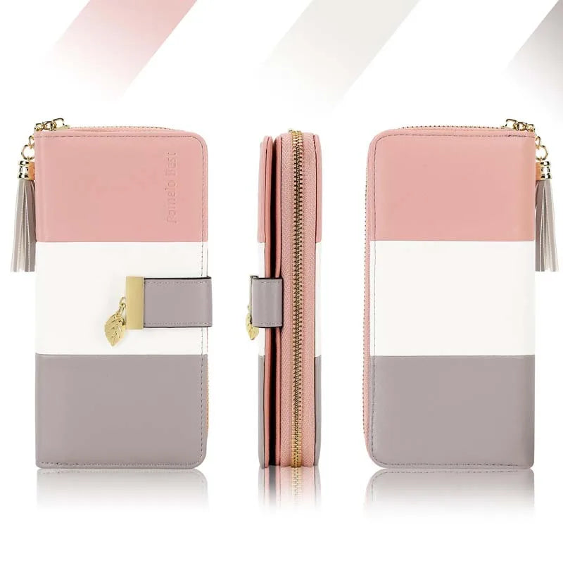 Pomelo Il miglior portafoglio da donna in tinta unita: cinturino da polso con pochette multi-carta in vera pelle con blocco RFID