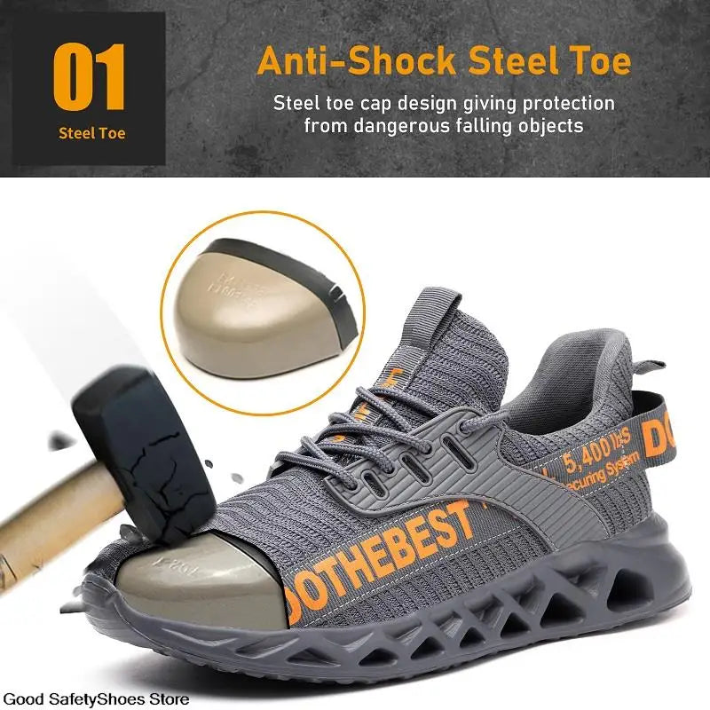 Scarpe antinfortunistiche da uomo per scarpe da ginnastica da lavoro donna uomo scarpe da lavoro con punta in acciaio scarpe protettive di sicurezza leggere anti-sfondamento anti-perforazione