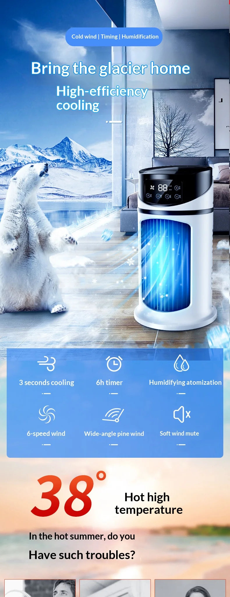 Mini condizionatore d'aria portatile, ventilatore rinfrescante ad acqua, climatizzatore per ufficio, condizionatore d'aria mobile
