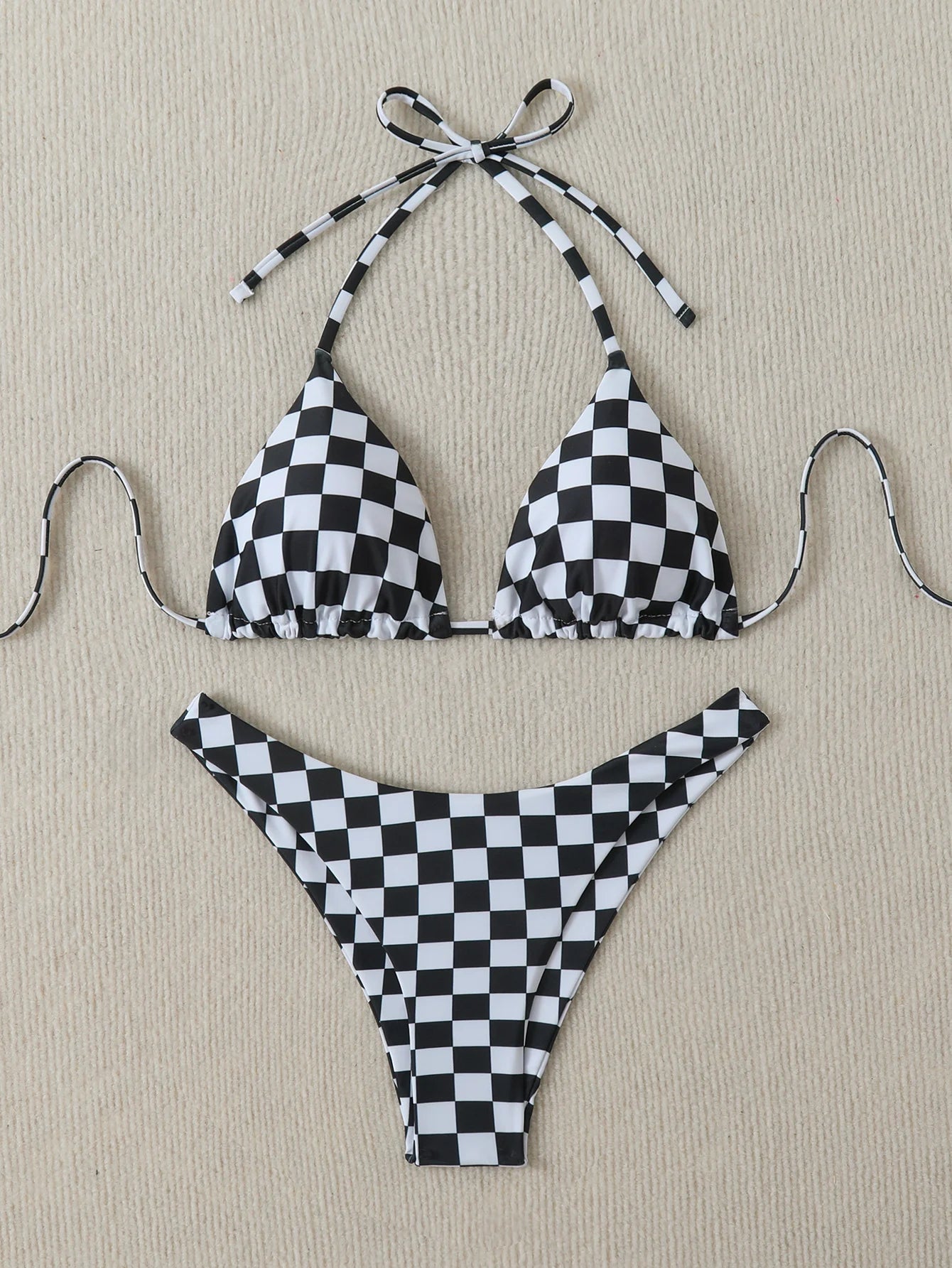 Costume da bagno estivo da donna sexy a vita alta con stampa floreale retrò in 2 pezzi con lacci