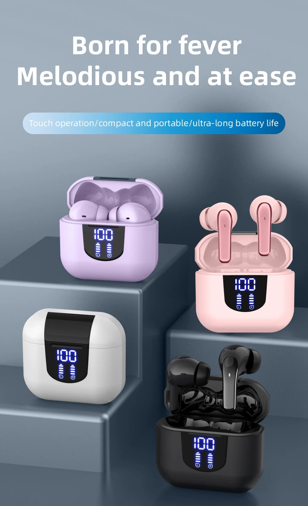 Traduzione istantanea in 144 lingue 2025 nuovi auricolari Bluetooth transfrontalieri con vero display digitale wireless,