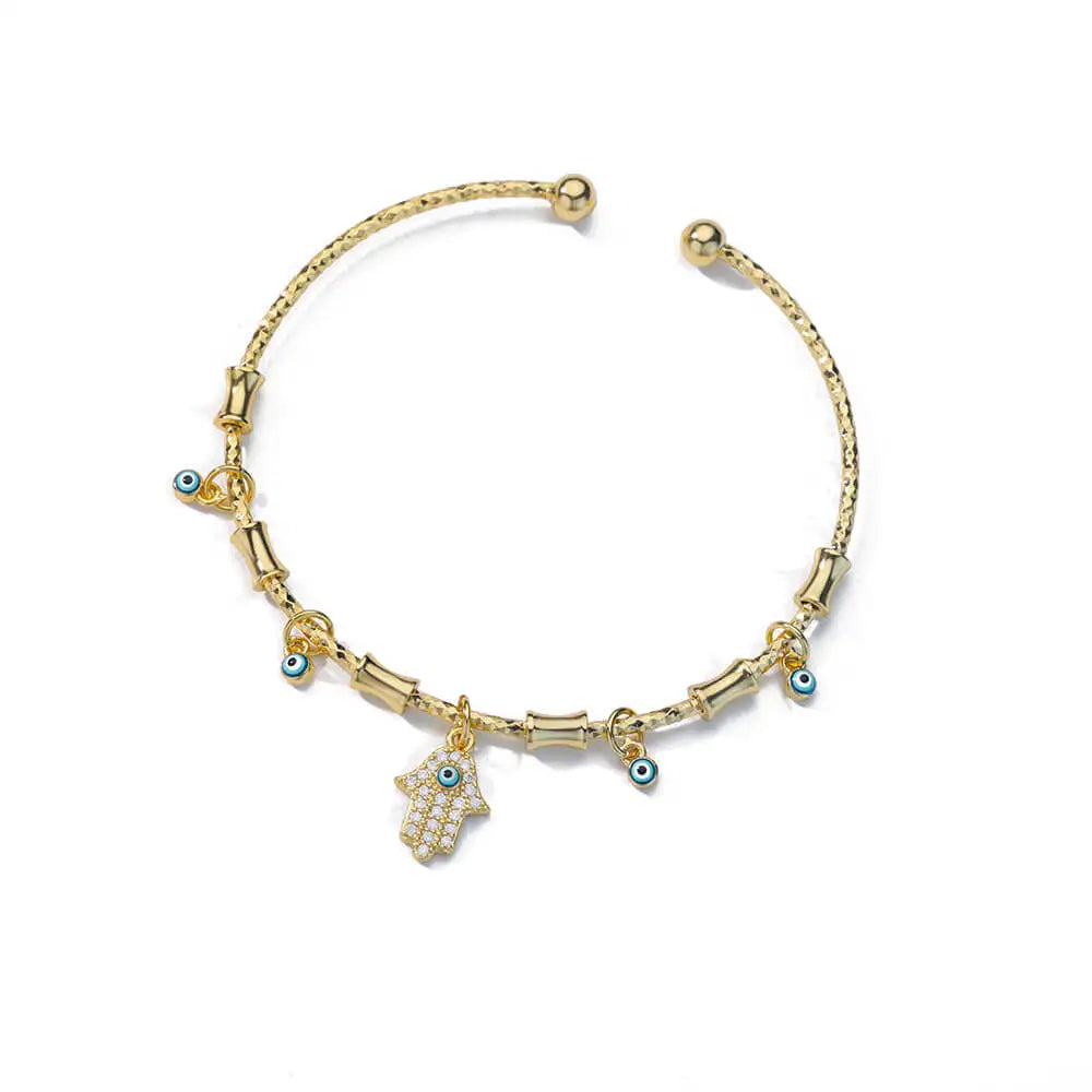 Bracciale mano malocchio per donna Bracciale in zircone in acciaio inossidabile Bracciale turco fortunato Coppia di gioielli di lusso pulsaras bijouxfemme