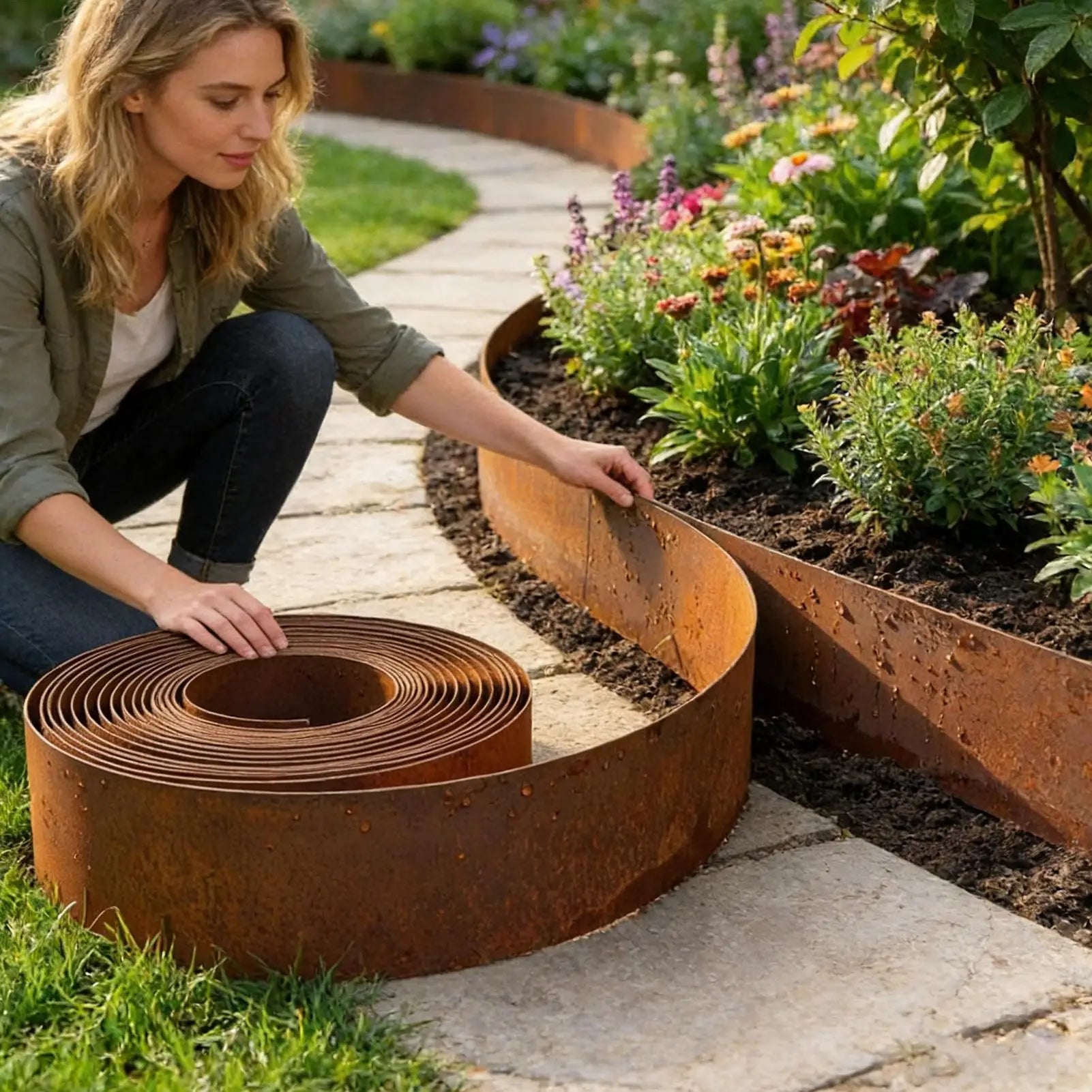 Bordo per Giardino, Bordura per Prato, Bordo Metallico Moderno Alto in Acciaio Resistente alle Intemperie per Serra, Giardino, Cortile, Patio