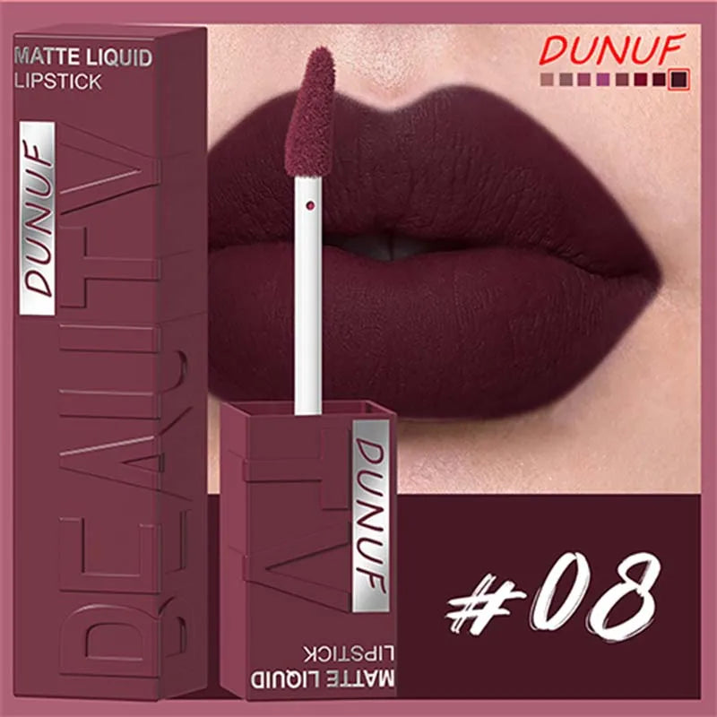 Matte Velvet Lip Gloss Long Lasting Silky Smooth Liquid Lipstick Not Easy To Fade Lipgloss Makeup Sexy Purple for Women Lip Tint
