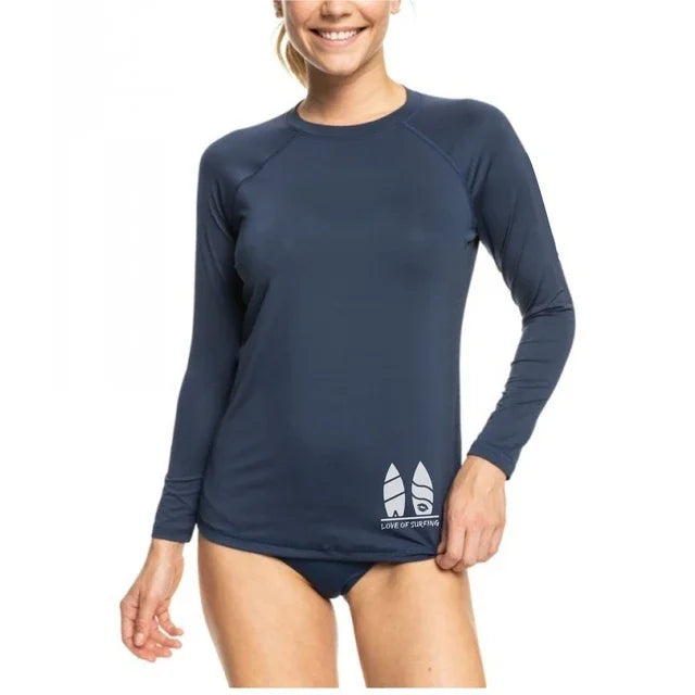Camicia da surf da donna nuova T-shirt da surf da donna Love Protezione solare da spiaggia Rashguard Protezione UV Costumi da bagno UPF Diving Sportsuit