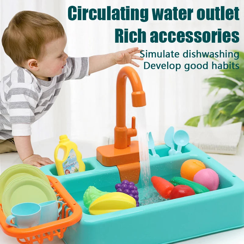 Lavello da cucina per bambini Giocattoli Simulazione Lavastoviglie elettrico Mini cucina Cibo Giochi di imitazione Casa Set di giocattoli Giochi di ruolo per bambini Giocattoli per ragazze