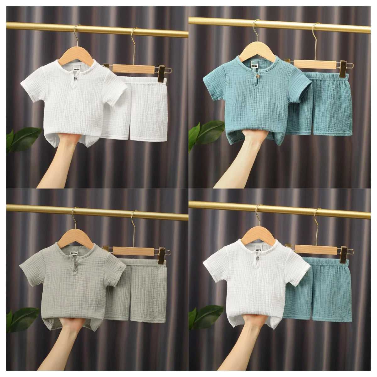 Set di 2 Pezzi per Neonati in Cotone, Abbigliamento per Bambine e Bambini, Magliette e Pantaloncini in Mussola, Design Morbido per Neonati