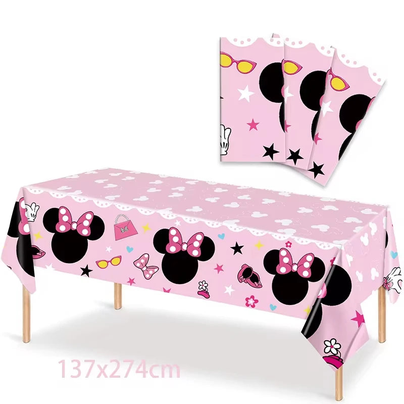 Set per Festa di Compleanno Minnie Mouse: Stoviglie, Bicchieri, Piatti, Tovaglioli, Tovaglia per Ragazze e Decorazioni Baby Shower