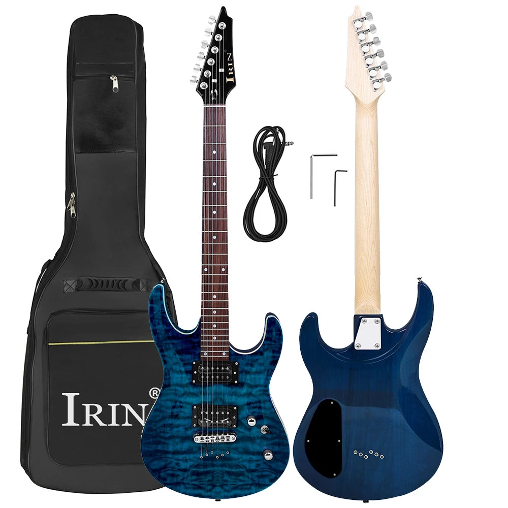 IRIN Chitarra elettrica a 6 corde 24 tasti Tecnologia corpo in acero Tastiera in legno Guitarra elettrica con cavo chiave per borsa