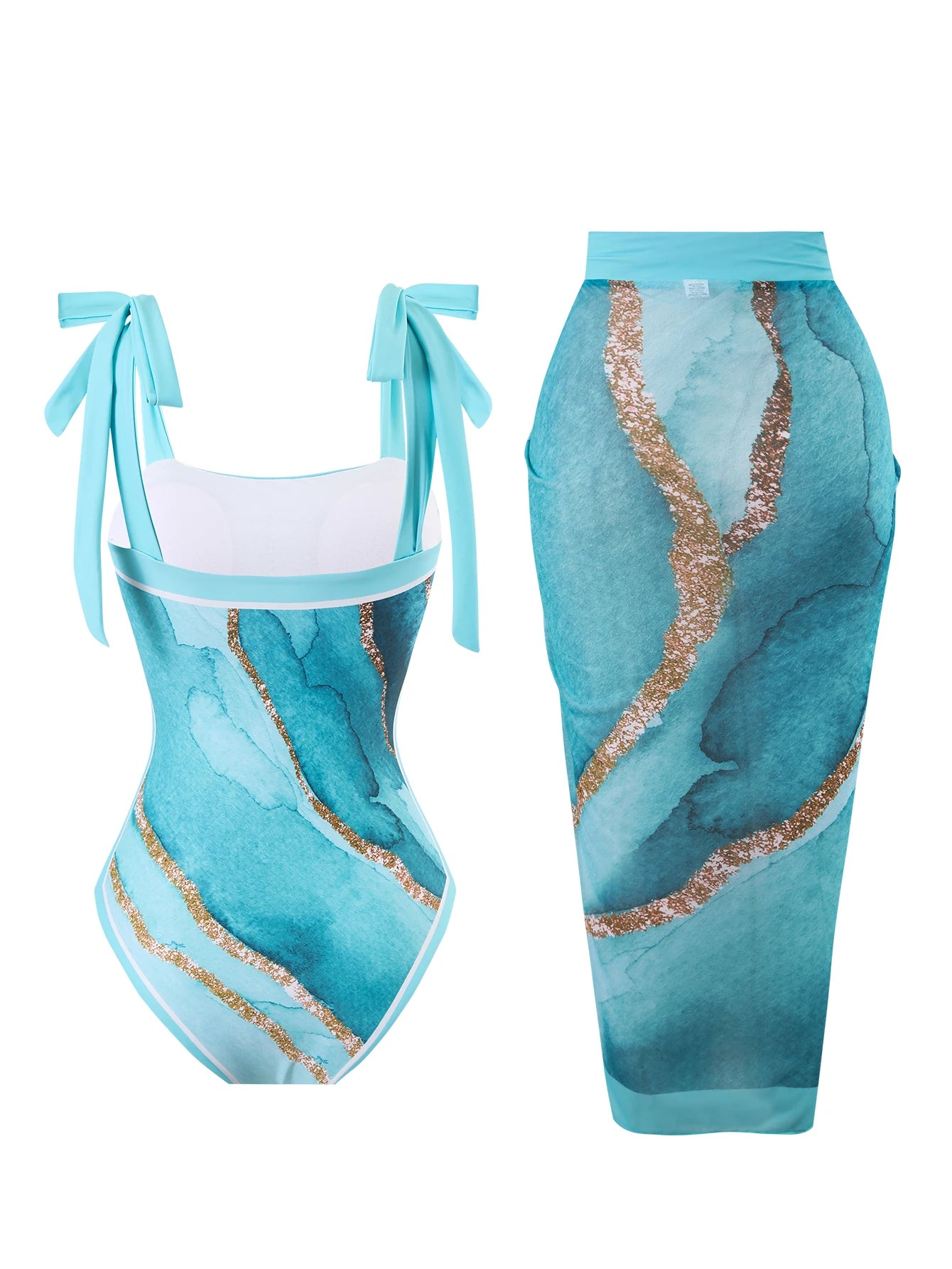 Costume da bagno bikini intero stampato digitale estivo nuovo su misura per donna Protezione solare conservatrice Gonna di garza monopezzo 2-P