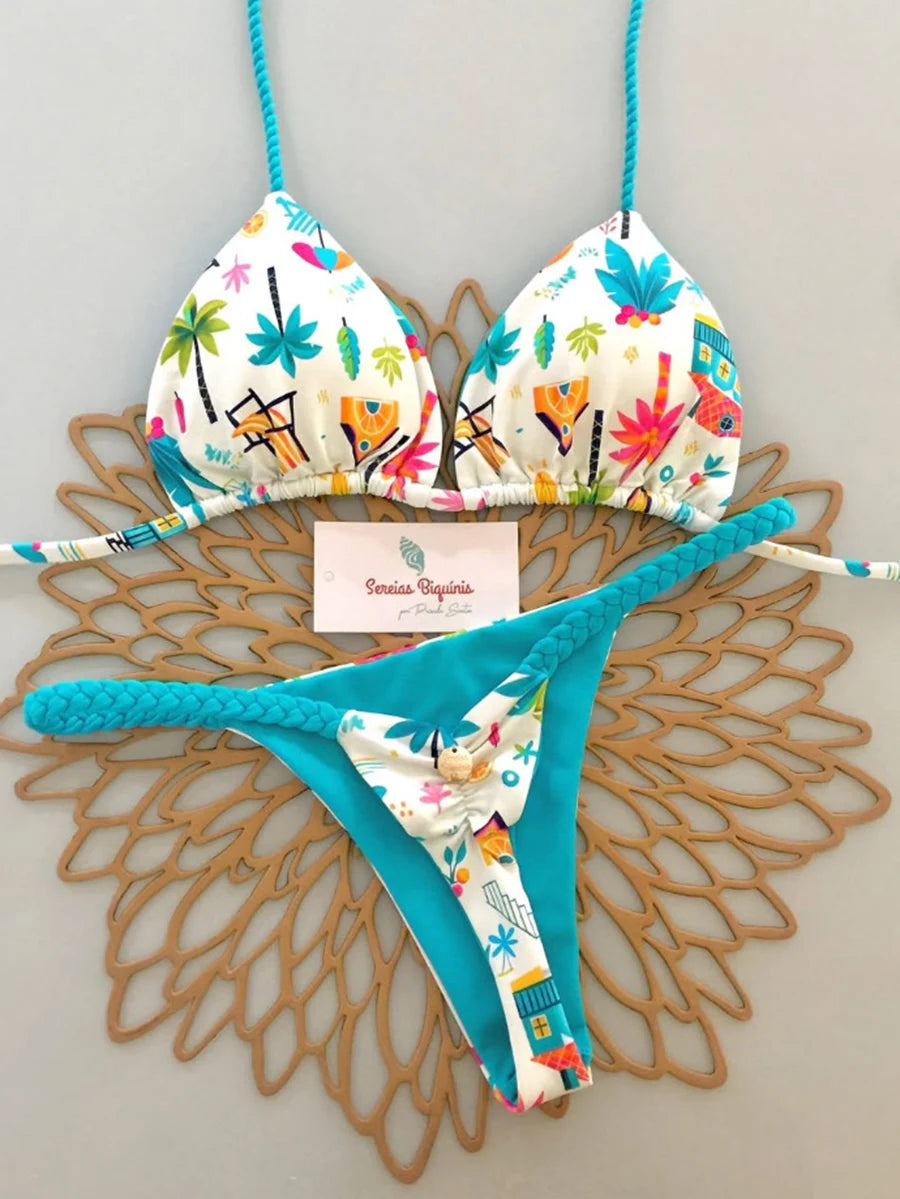 Micro Bikini 2026 Push Up Donna Costumi da Bagno Sexy Brasiliani Set Bikini Perizoma Stampa Biquini Abbigliamento Mare Estivo