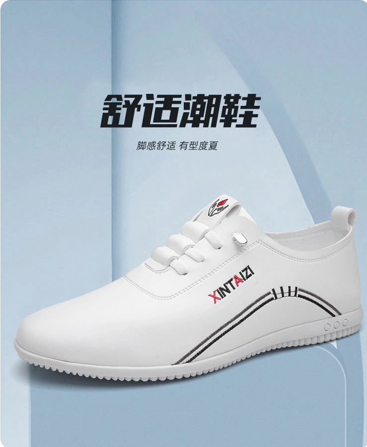 2024 scarpe casual da uomo in pelle versatili calzature bianche da lavoro moda antiscivolo mocassini comodi maschili nuovo piatto leggero