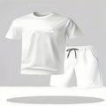 Set Sportivo da Uomo alla Moda, Maglietta a Maniche Corte e Pantaloncini, Completo Sportivo a Collo Tondo, Set 2 Pezzi