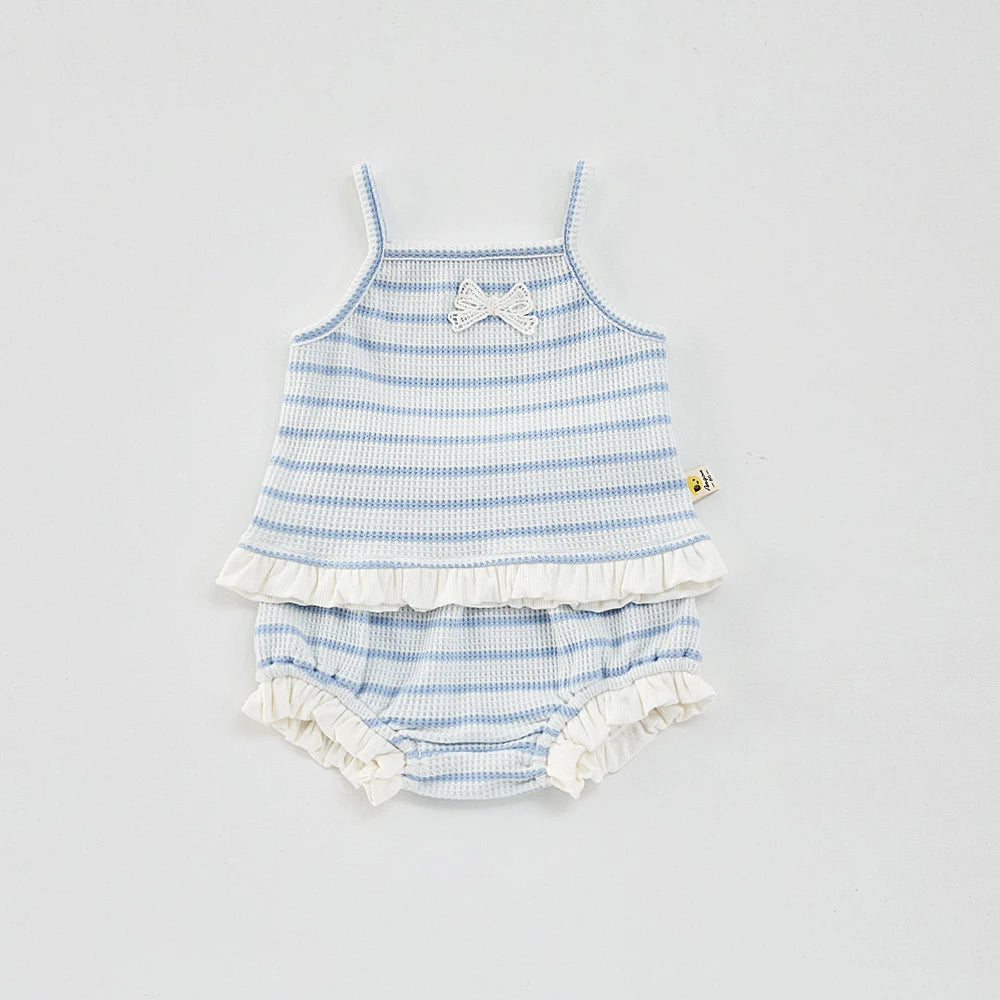 Set di canotta e Bloomer estivi per bambina 0-3 anni Elegante gilet e pantaloncini a righe Completo da 2 pezzi Abbigliamento per bambini carino