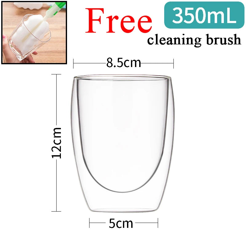 Tazza da caffè in vetro trasparente latte whisky tè birra doppio creativo resistente al calore Cocktail Vodka tazza da vino bicchiere bicchieri regalo