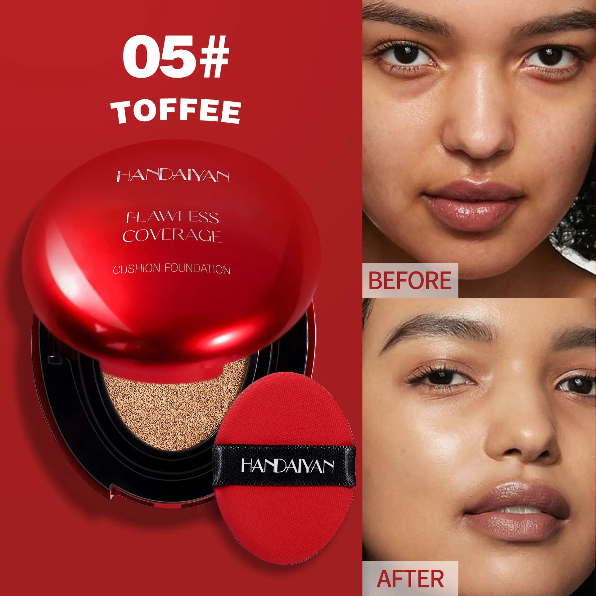 Fondotinta coreano Air Cushion - Correttore idratante naturale leggero Base per trucco a lunga durata per donna con controllo dell'olio sbiancante