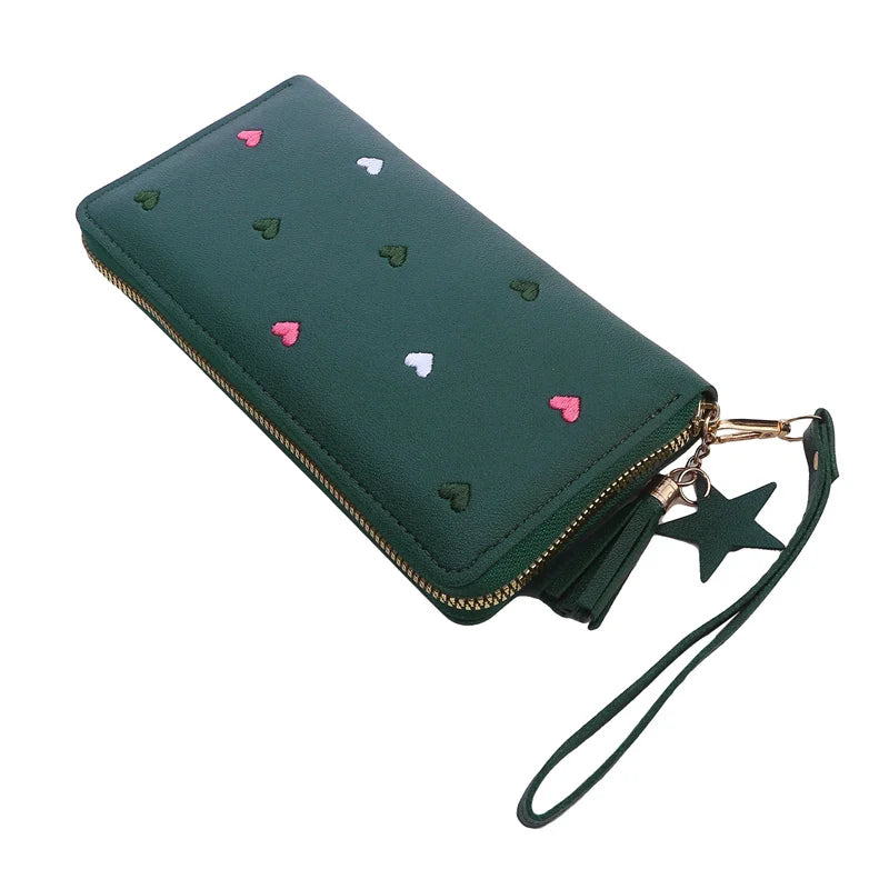 Portafogli lunghi da donna Portafogli di lusso con cuore d'amore per porta carte da tasca per soldi da donna Portafogli femminili Pochette per telefono