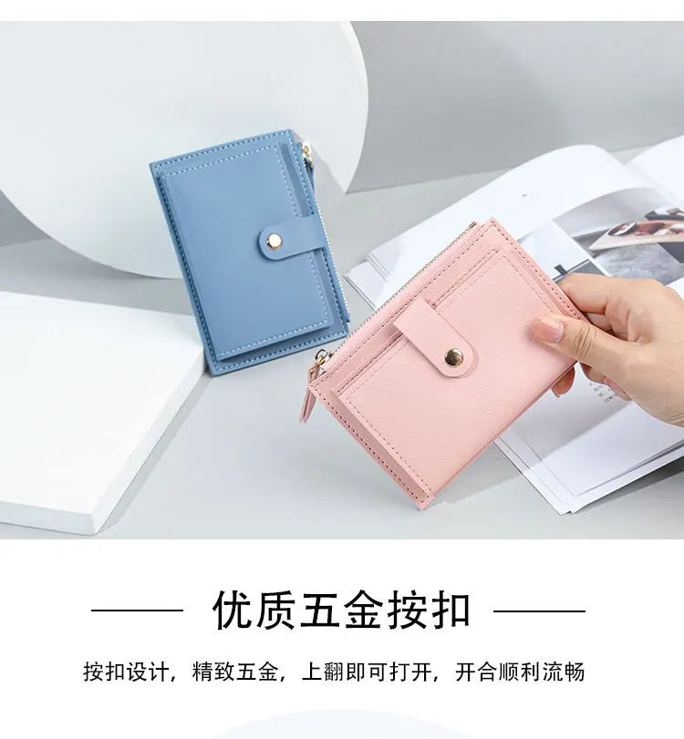 Portafogli da donna Borsa da donna in pelle PU Mini Hasp Porta carte multi-carta solida Portafogli corti Portafoglio piccolo sottile con cerniera Hasp