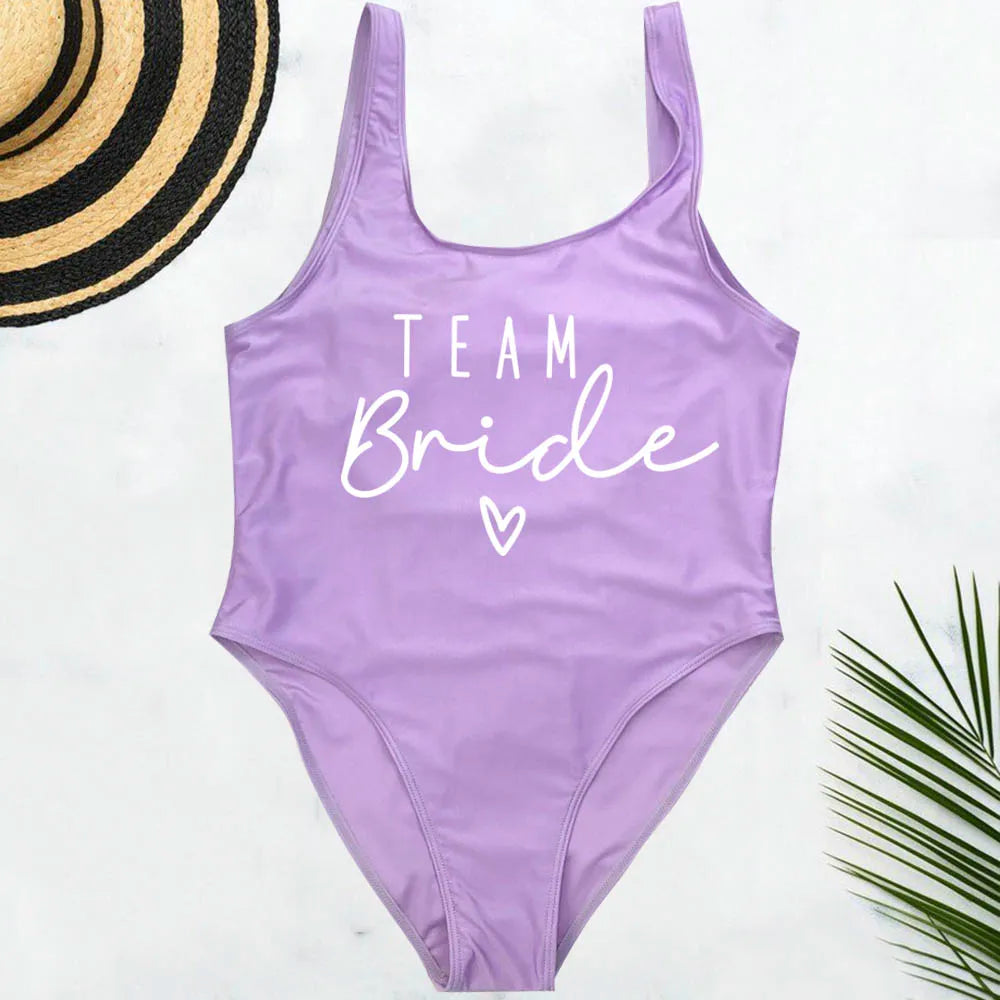 S-3XL Team Bride Costume intero Squad Donna Blush Pink Costumi da bagno Addio al nubilato Costumi da bagno Beatchwear Costume da bagno
