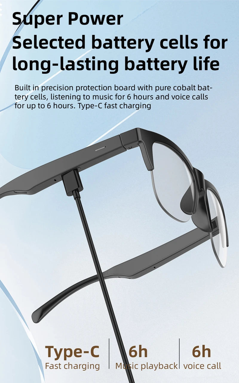 2025 Nuovi occhiali audio Bluetooth intelligenti - Lenti fotocromatiche Altoparlanti HD integrati per musica/chirchi Occhiali da sole wireless