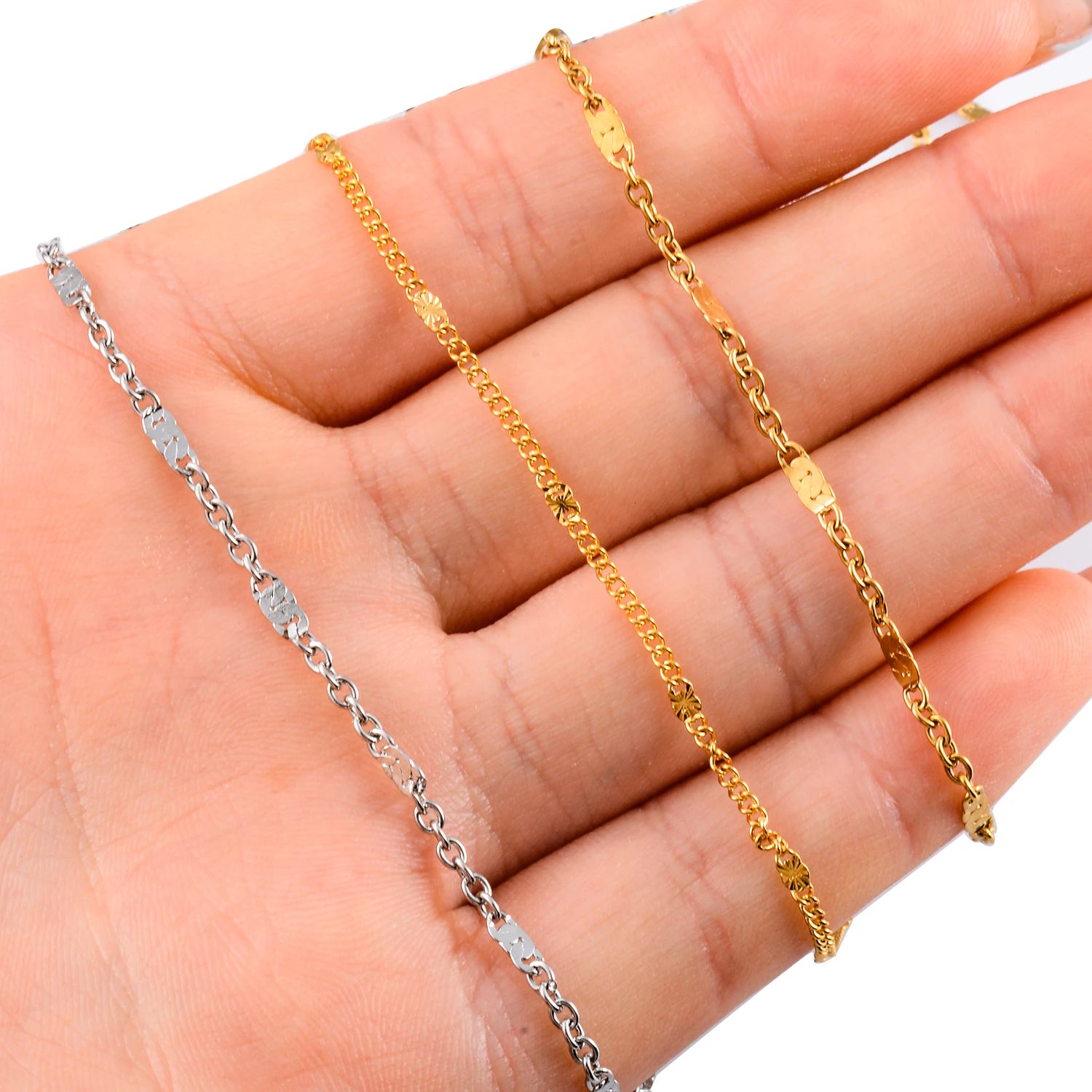 Collana sottile con catena a maglie minuscole in acciaio inossidabile da 1,8 mm di larghezza per donna uomo regalo di gioielli girocollo hip-hop creativo color argento/oro